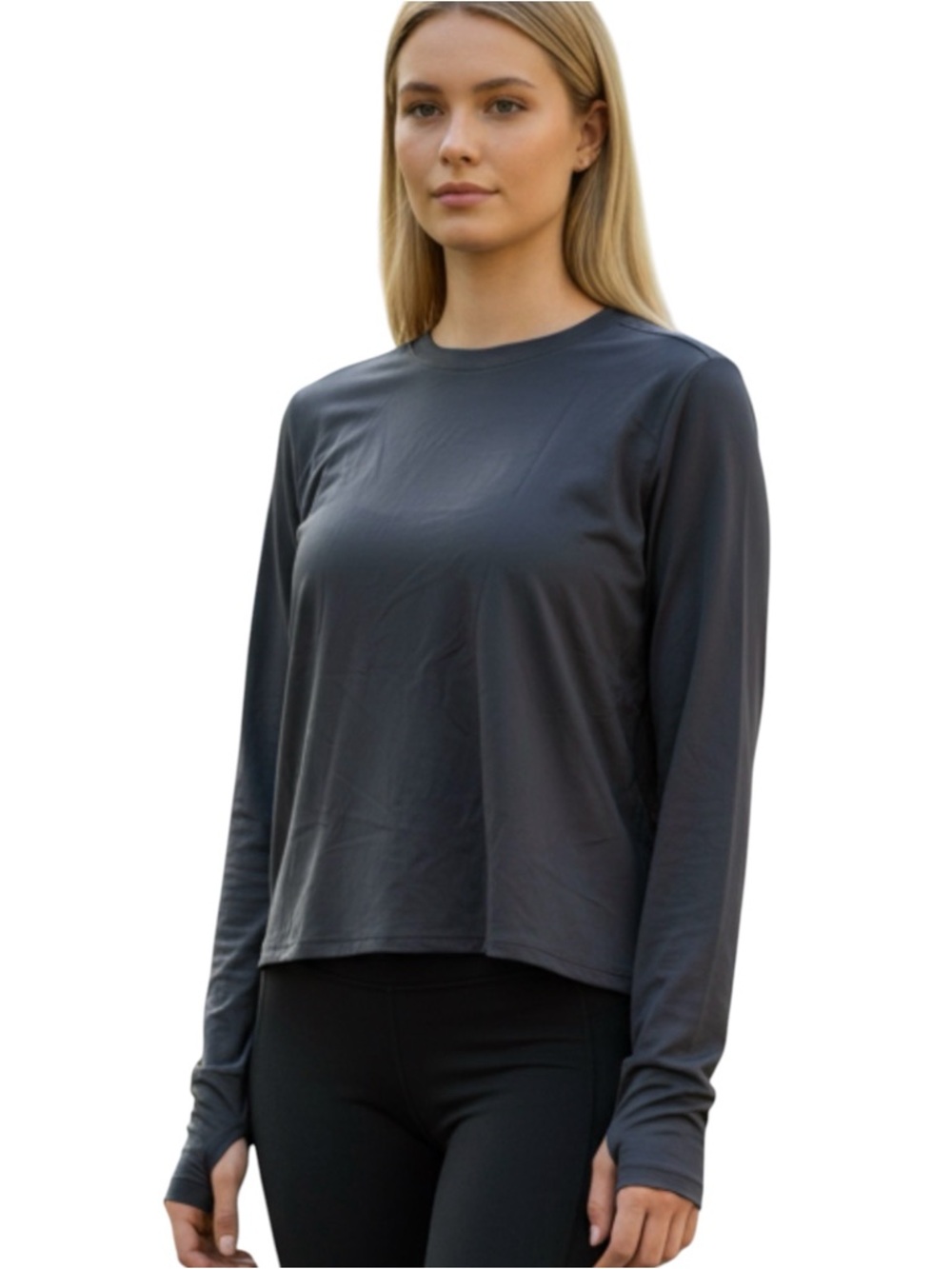 NWT SKIMS Long Sleeve Performance T-Shirt Gunmetal 4X